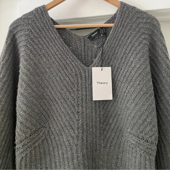 Theory Grey Melange Airy Wool Cashmere Sculpted Dress - Picture 3 of 8